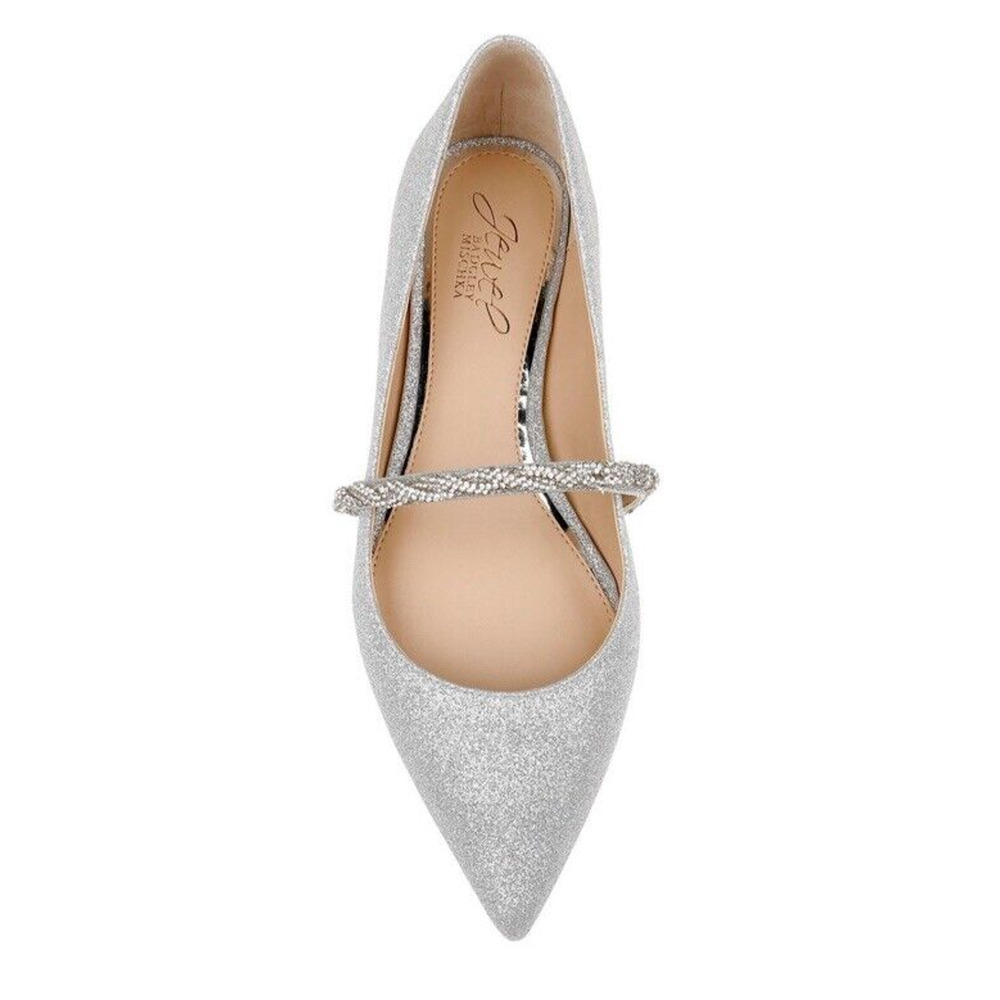 Jewel Badgley Mischka Women's Vana Pointed Toe Evening Flat Shoes Size 5 1/2 New - Picture 4 of 10